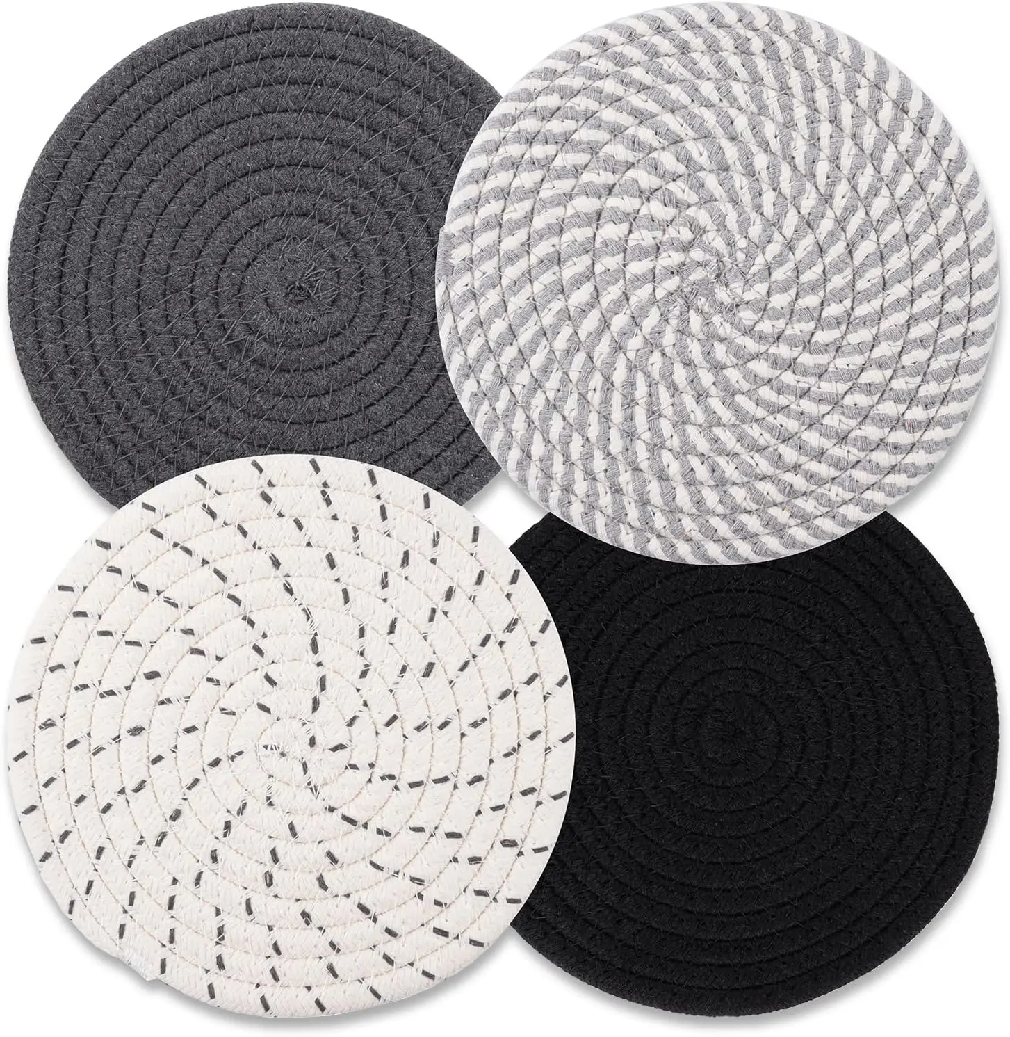 Silicone Trivets 4-Pack - 7" Heat Resistant Kitchen Hot Pads, Cookware Accessory