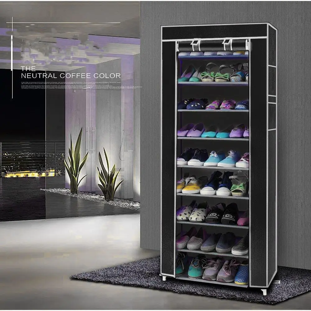 10-Tier Shoe Rack Organizer – 9-Compartment Space-Saving Fabric Shoe Storage