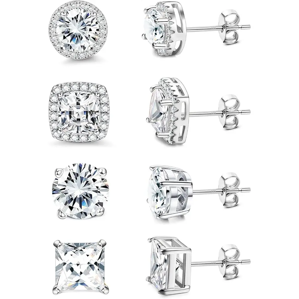18K White Gold Plated Earrings - Standard Size CZ