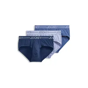 Jockey Men's Organic Cotton Stretch Brief - 3 Pack S Ink Well/Tornado Blue/Lake Sky