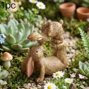Creative Resin Craft Rabbit Art Decorative Ornament, Romantic Valentine's Day Easter Desktop Decoration, Family Bonding Gift Idea
