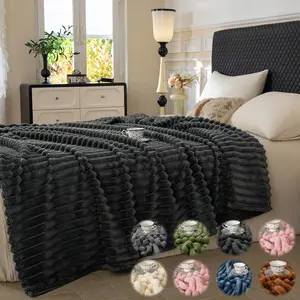 Solid Color Striped Throw Blanket – Ultra-Soft & Lightweight, Classic Versatile Design for Bed, Couch, Camping & Travel All-Season Home & Outdoor Decor Lightweight Cozy Blanket,Christmas Gifts For GF