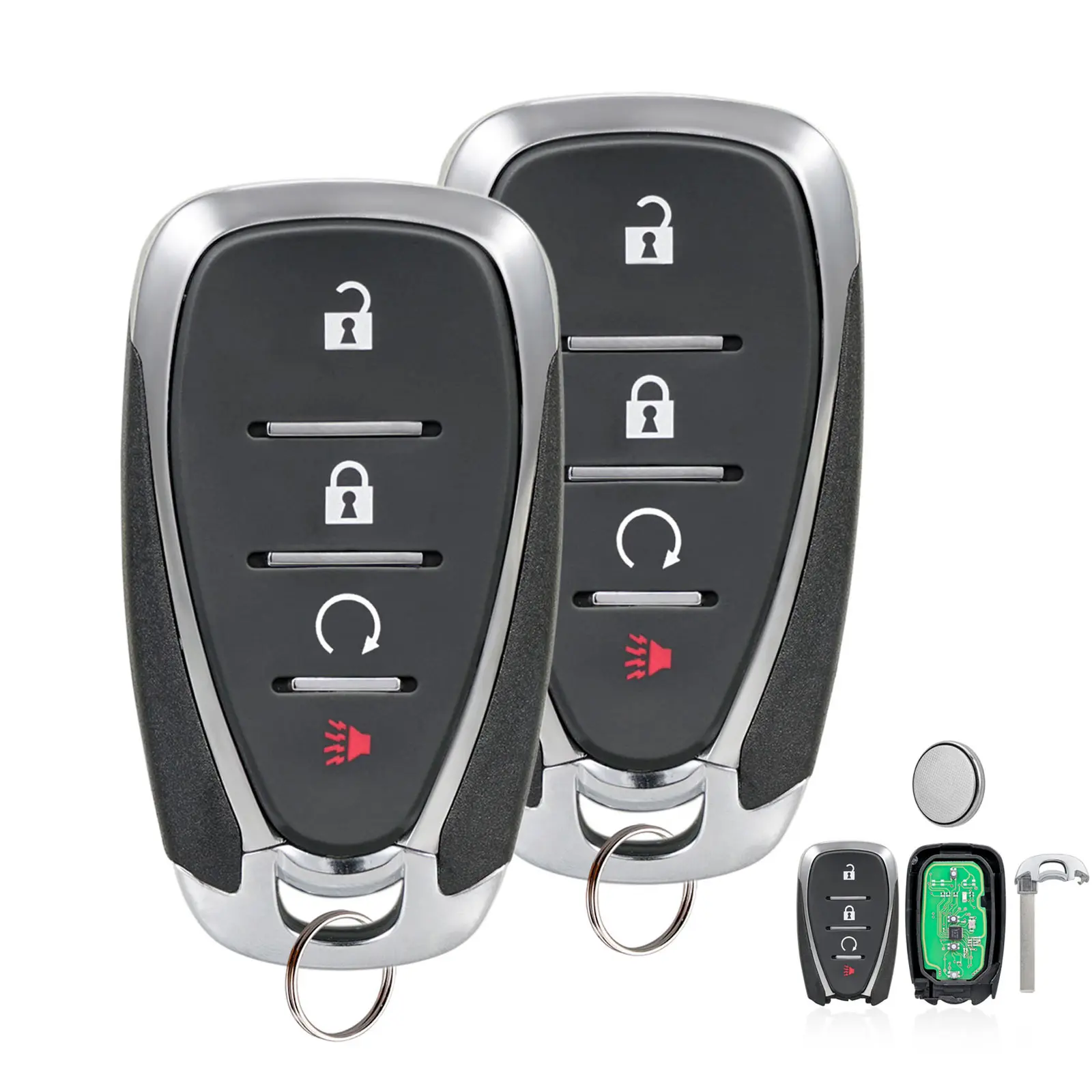 2x Smart Proximity Keyless Remote Key Fob for Chevrolet Equinox, Bolt, Sonic, Trax, Volt 2016 2017 2018 2019 2020 2021 4-Button HYQ4AA