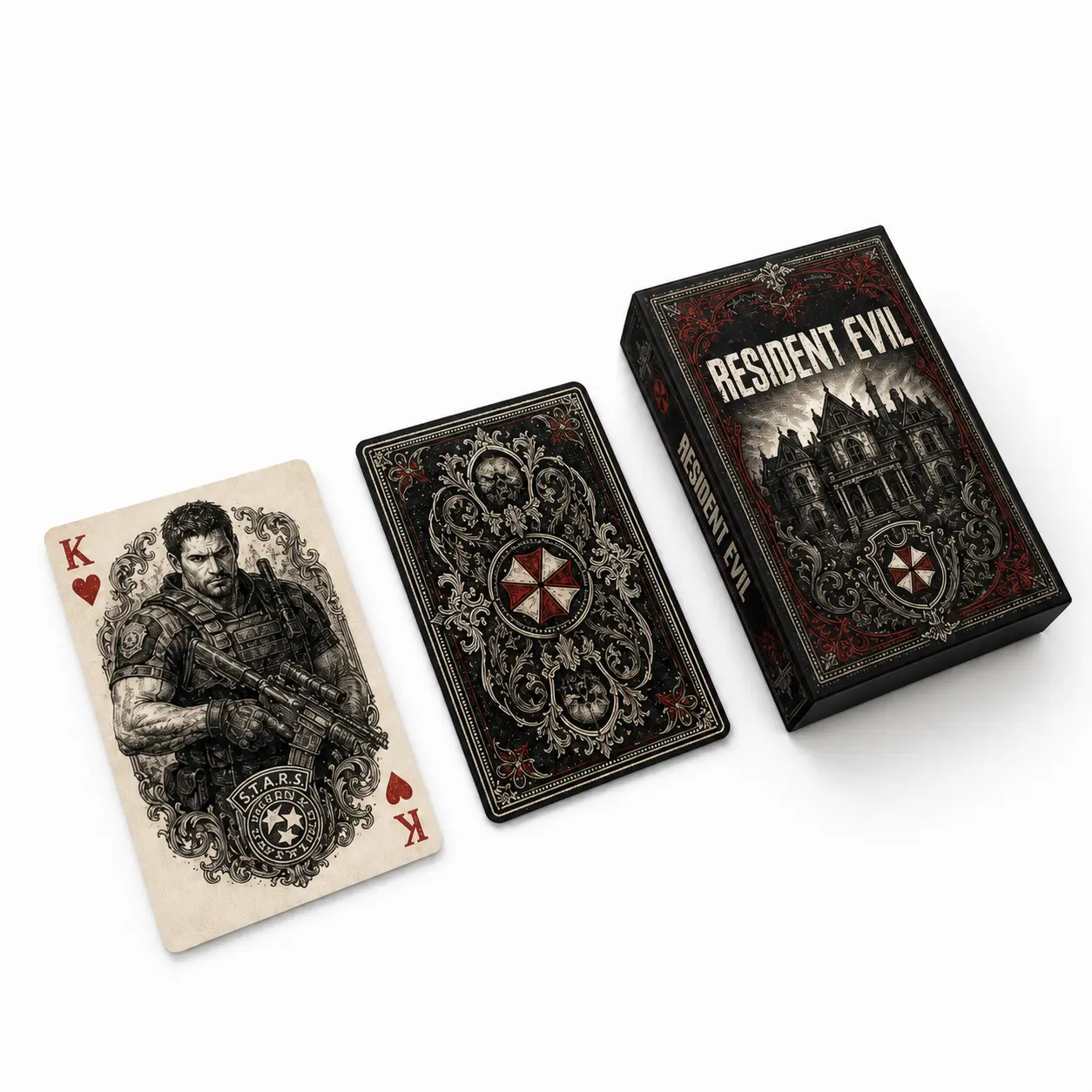 Resident Evil Playing Cards, Raccoon City Survival Horror Card Deck, Halloween Game Night and Poker Play, Gift for Resident Evil Players and Horror Fans