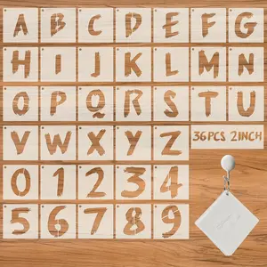 36-Piece Letter Stencils - Reusable Numbers & Alphabet Stencils for Painting, Spray Painting, Wood, Wall, Fabric, Rock, Chalkboard, Signage (2 Inch, Cursive) JIULIN