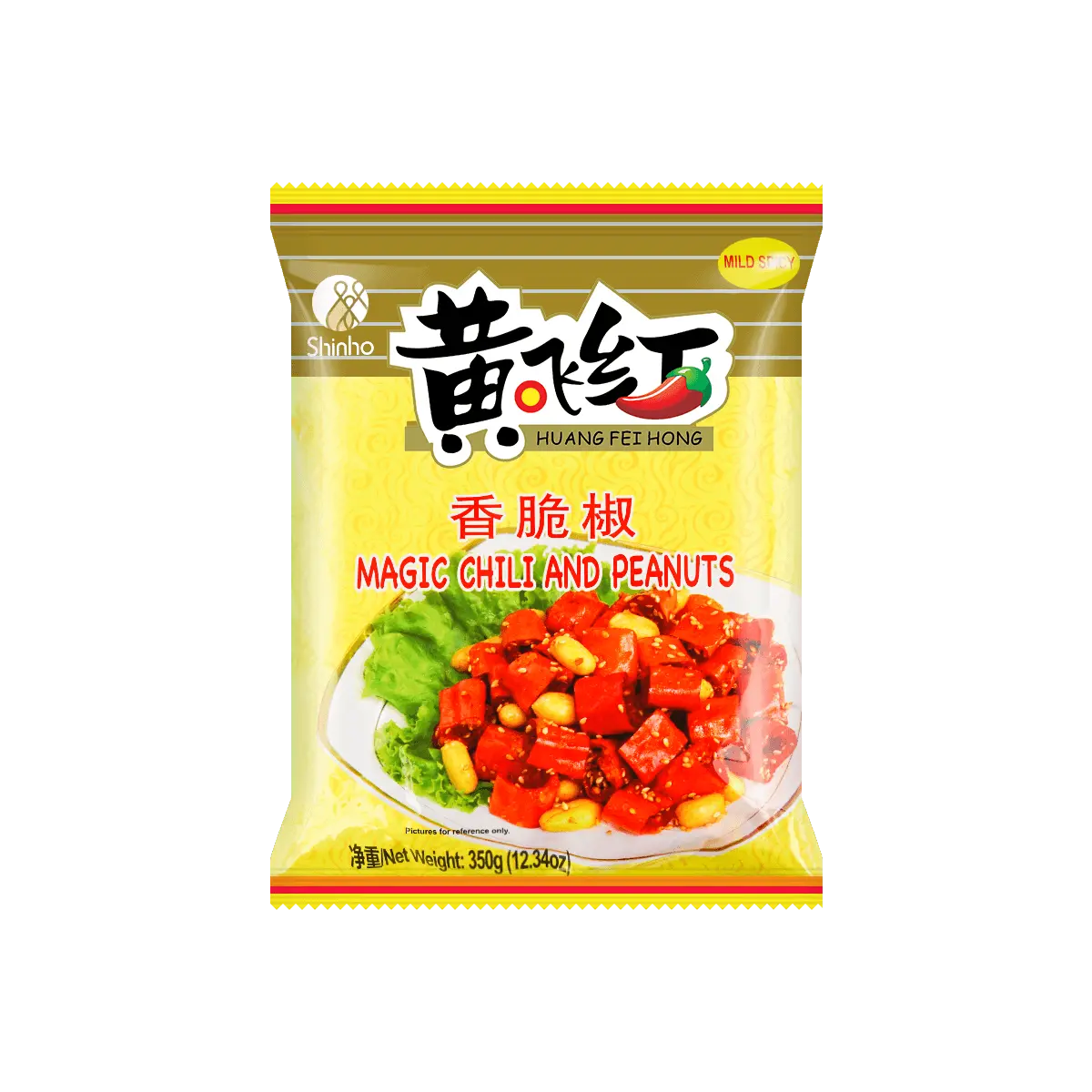 HUANGFEIHONG Crispy Chili Pepper Peanuts Snack - Spicy Roasted Broad Beans & Chili Flavor, 350g