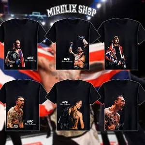 [Collection] Max Holloway Blessed BMF Champion Graphic T-Shirt Men's MMA Combat Sports Apparel UFC Fighter Signature Print Casual Everyday Streetwear Mixed Martial Arts Fan Premium Tops For US Mens Wear