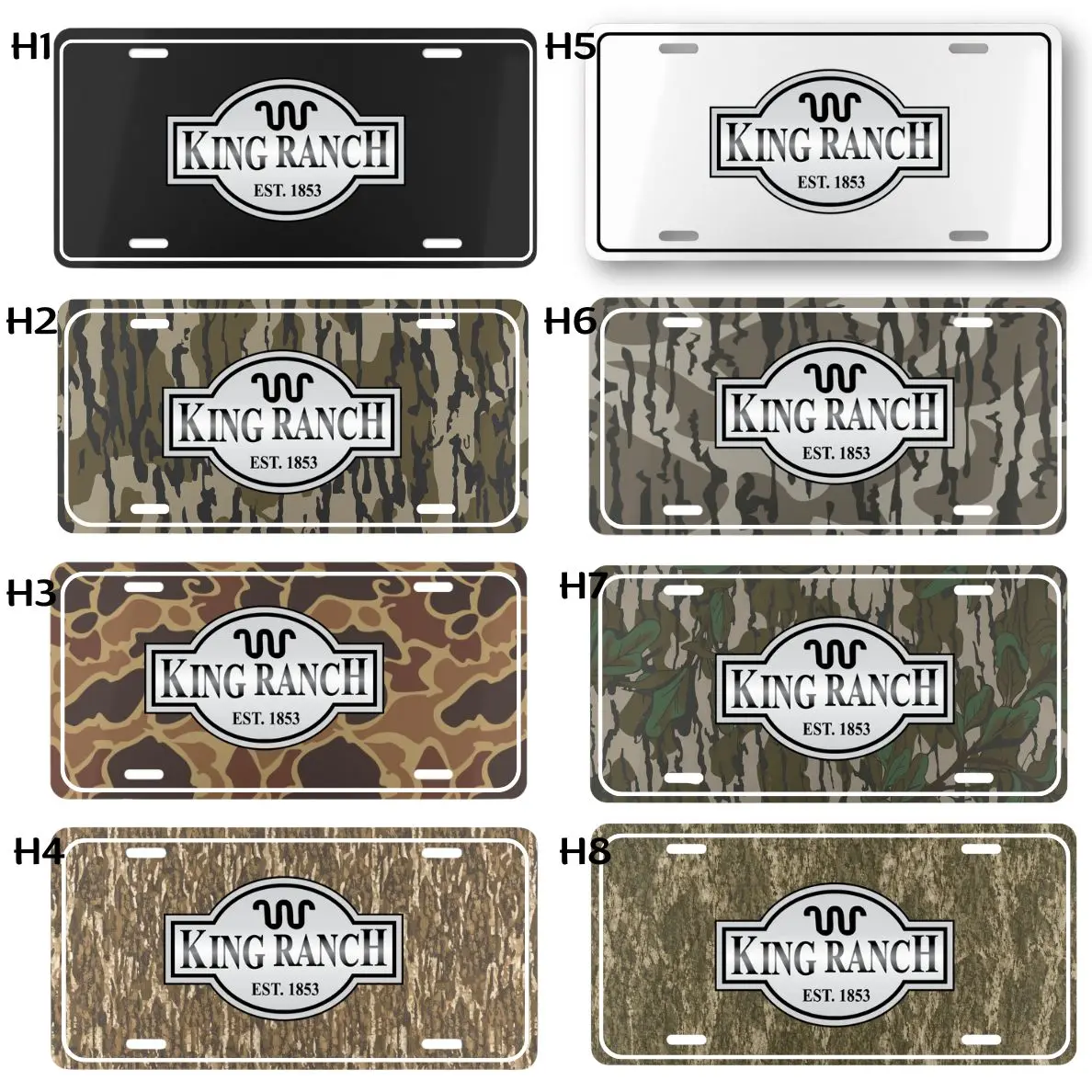 Retro King Ranch logo License Plate, 12x6 Inch, Camo Hunting Truck Auto Accessory, Vehicle Decor for SUV Pickup, Car Truck Accessories