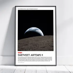 Artemis II Earthset Poster No Frame, Poster Artemis Mission, Artemis II Wall Art, Mission to the Moon