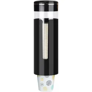 Modern Cup Dispenser Wall Mount Water Cooler for 4-7 oz Disposable Cups Pull Type Holder Ideal for Bathroom Office Break Room Gym Black