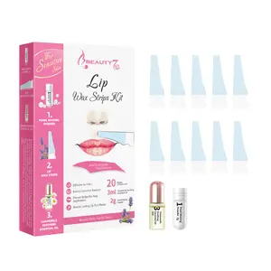 Beauty7 Sensitive Lip Wax Strips Kit with Lavender Essence Pearl Powder & Chamomile Oil for Hair Removal 20 pcs Easy Use No Pain Body Care