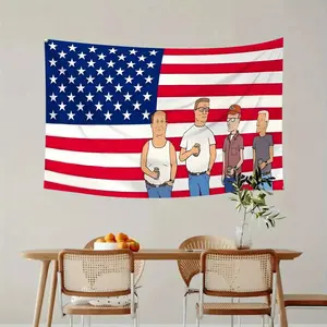 1pc Large Funny American Flag & Beer Guys Tapestry - Patriotic for Man Cave Decor, Durable Fabric Wall Hanging for Living Room, Bedroom, Dorm - 23. 6x35.. 4 Inch (60x90cm) - Beige, Brown, White & Red Accents - Indoor Cartoonish Design with Beer Bottle Cha