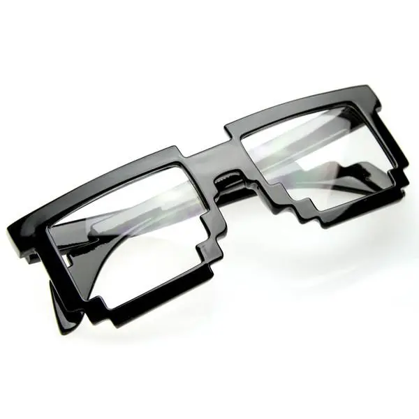 12 PACK Pixel Sunglasses Black Frame Clear Lens Adult WS7314