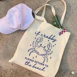 If Crabby Please Return To The Beach Tote Bag Funny Beach Tote Coastal Tote Bag Summer Beach Bag Nautical Gift Beach Lover Gift