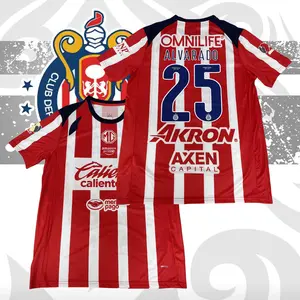25# Alvarado 25 26 Chivas de Guadalajara Home Soccer Jersey Mexico LIGA MX Short Sleeve Jersey Quick Dry