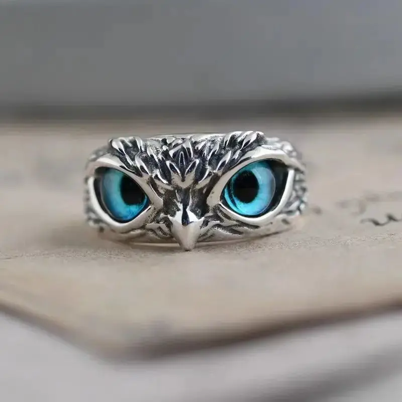 Glow-in-the-Dark Owl Animal Ring, Adjustable Resizable Open Band Finger Jewelry, Trendy Matching Couple Ring Option, Multiple Quantities Available, No Sizing Required Fashion Accessory for Holiday Occasions & Daily Outfit Styling