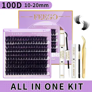 Thick Lash Kits FEEGO Extreme Volume Single Lash 160pcs Lashes (Without Accessories) 10-20 mm High End Fiber Curls Even After Multiple Wears Beginner Friendly Eyelash Clusters Waterproof Mixed Length Natural Volumizing Curling wispy set DIY