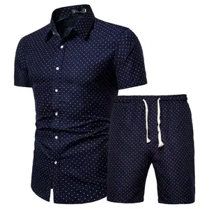 Men's Floral 2 Piece Tracksuit Casual Button Down Short Sleeve Hawaiian Shirt and Shorts Suit
