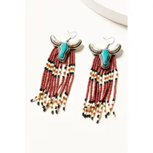 Riverbend Seed Bead Fringe Earrings