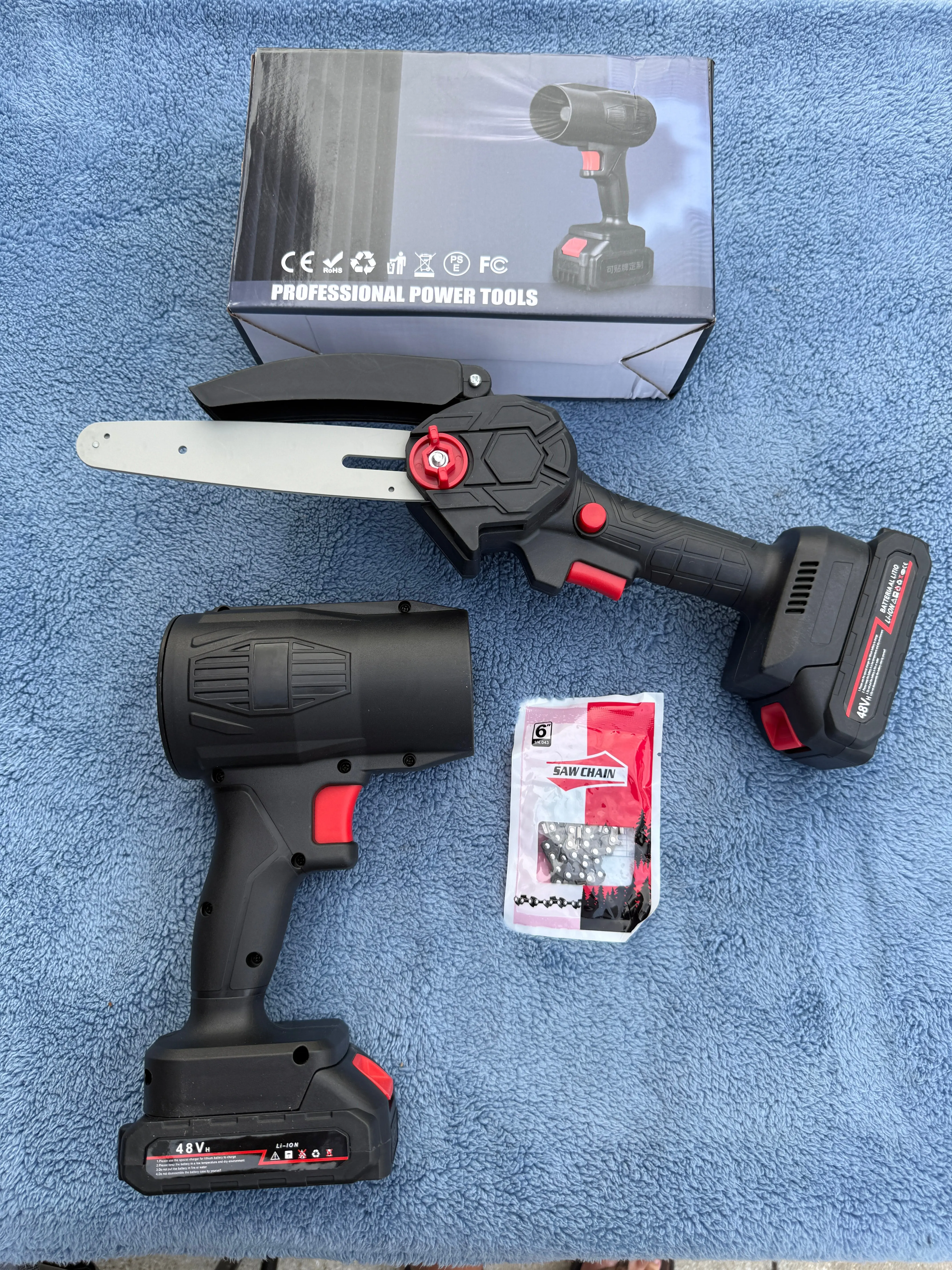 48V Cordless Mini Chainsaw & Leaf Blower Combo Kit with Batteries, 48v Voltage Cordless Power Garden Tool Set