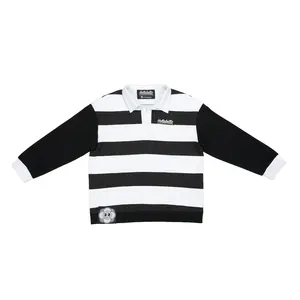 Striped Longsleeve Polo Black/White Striped Longsleeve Polo Black/White