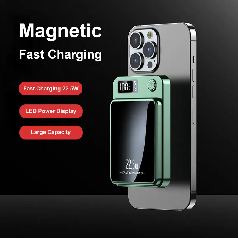Portable Magnetic Power Bank, 10000/5000mAh Rechargeable Battery Charger with USB-C Cable, 15W Wireless Fast Charging, iPhone-Compatible for 17/16/15/14/13 Plus Pro/Pro Max & 14/13/12 Series, Black Father's Day Gift