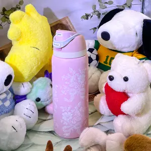 OwaIa(Lace Pink)Dual-Drink Outdoor Sports Water Bottle With Straw, 32oz/945ml, Perfect For Outdoor Camping/Cycling. Features A One-Handed Opening Design, Double-Walled Vacuum Insulation, And A Snap-Lock Portability. Keeps Ice Cubes Warm For 8-12 Hours