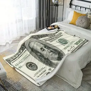 Dollar Art Money Pattern Print Soft Blanket Nap Blanket Four Seasons Flannel Blanket