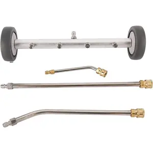 Washer  Water Broom 16" Undercarriage Power Cleaner Accessories Stainless Steel Portable 4 Spray Nozzle With 3 Extenion Wands For Sidewalk Driveway Deck Patio Sweep 4000 Psi