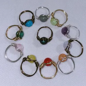Handmade sparkling bead wire wrapped ring