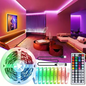 1M-15M USB Ambient Dimmable Led light strip with 44-key remote control, RGB color change, suitable for holiday decoration, lighting gifts, home decoration, wall decoration, Halloween party