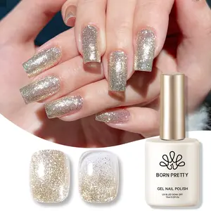 BORN PRETTY  Glitter Gel Nail Polish Champagne Platinum Glitter Sparkly Shiny Gel Polish 15ML DIY Salon Style Manicure At Home Gift Nail Art Nail Care Gel x Nails