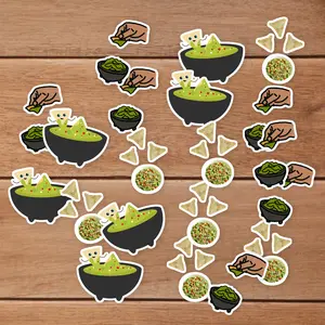 Stickers Pack 20 Pcs Guacamole Guitar Vinyl and Car Bumper Chips Luggage Mexican Bottle Food Bike Water Waterproof Laptop Skateboard Aesthetic Colorful