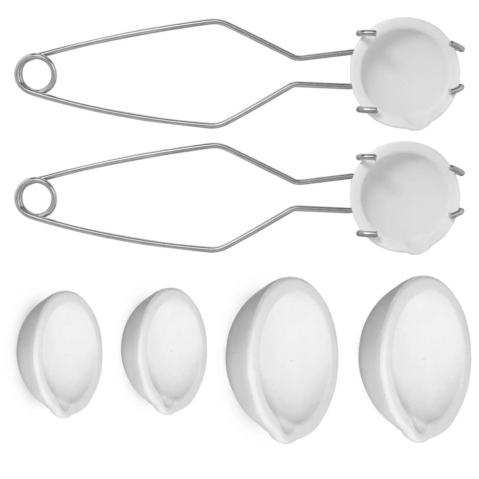 8 Pcs Metal Melting Crucible Kit – Includes 6 Ceramic Quartz Melting Cups & 2 Whipclip Handles – High-Temperature Resistant Casting Tools for Gold, Silver & Jewelry Making