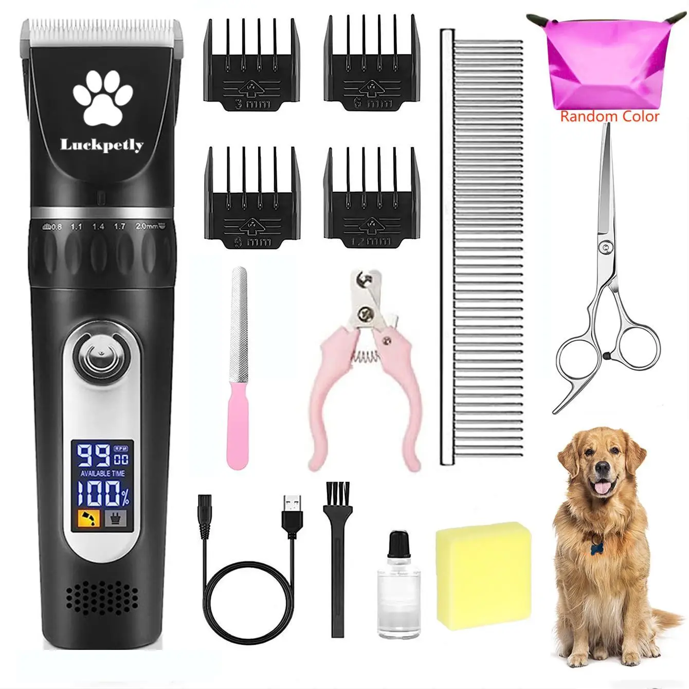Pet Grooming Clipper Kit, 1 Set Rechargeable Electric Pet Hair Trimmer, Portable Pet Grooming Tool