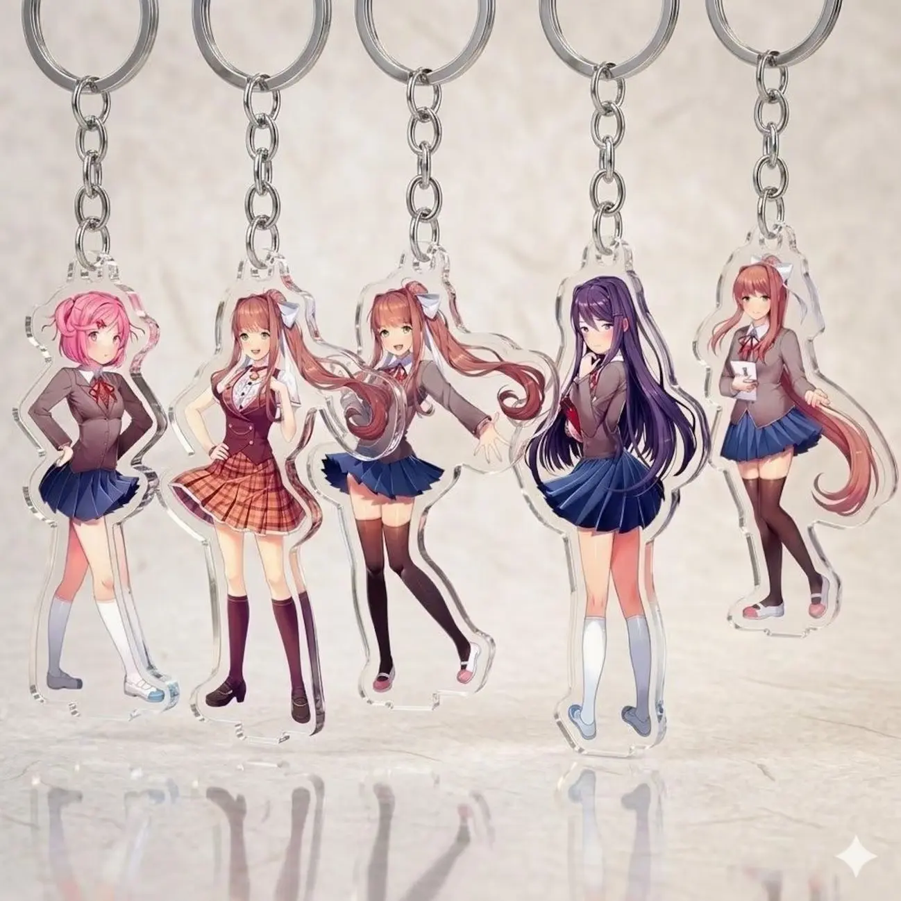 DDLC Acrylic Keychain, Doki Doki Literature Club Anime Bag Charm, Monika Yuri Natsuki Accessory