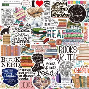 50Pcs Book Stickers– Aesthetic Reading Bookish Sticker Pack for Water Bottles, Laptops, Journal, iPad, Scrapbook, Phone Case – Vinyl Decals & Book Lover Gifts Accessories for Women Adults