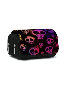 Skull pattern printed double-layer flip pen bag Pencil bag
