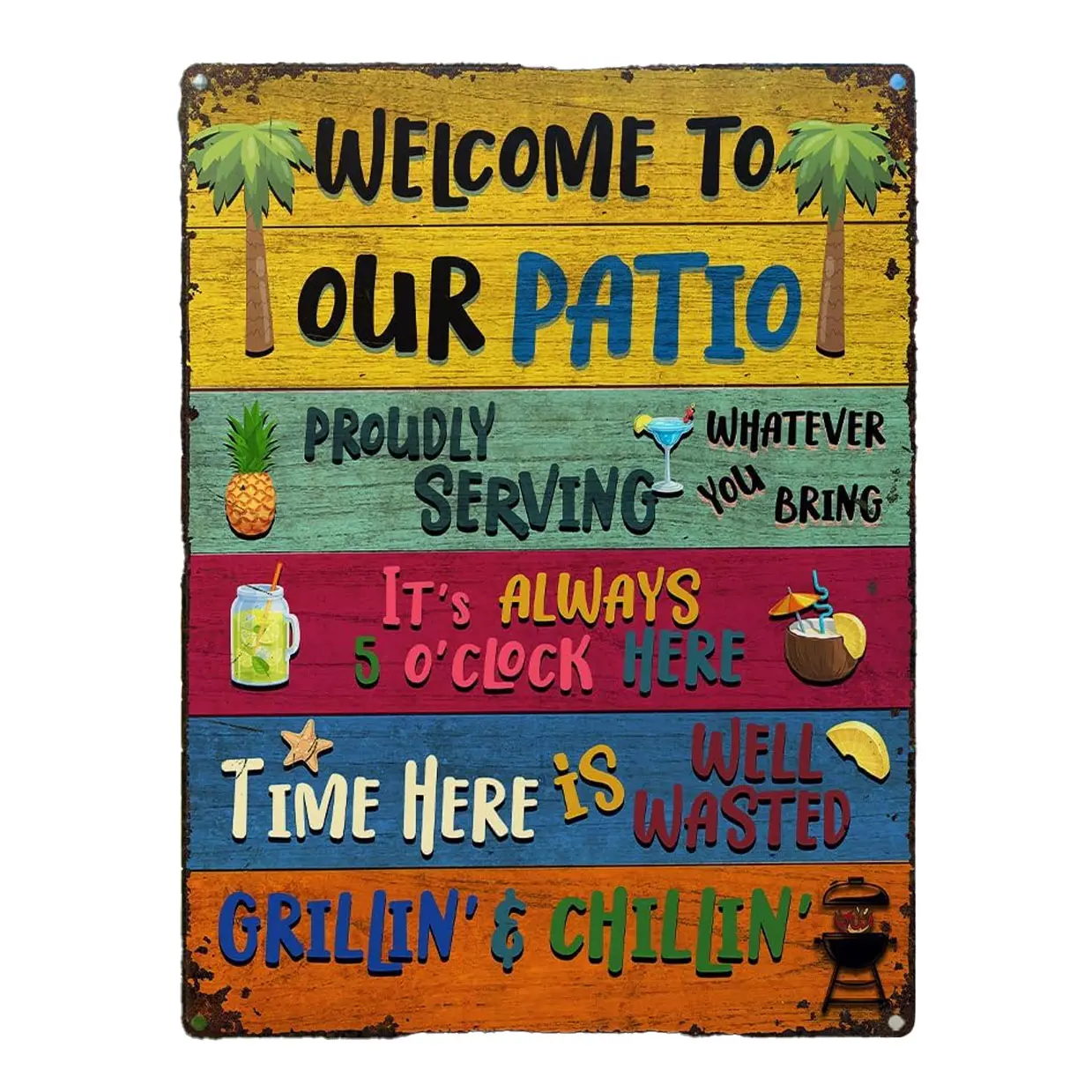 Retro Metal Welcome Plaque, 12x8in (20x30cm) Home Decor Products, Vintage Plaque Decor for Patio, Outdoor BBQ Party Hanging Home Supplies, Signs, Yard Sign Indoor Home Decoration Rustic Farmhouse Design