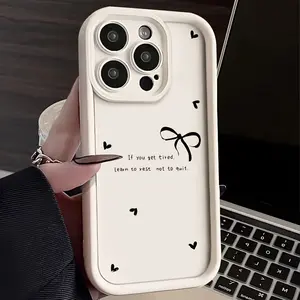 Black & White Heart-and-Bowknot Trendy Phone Case — Drop-Resistant & Shockproof Design — Compatible with iPhone 17/16/15/14/13/12/11 Pro Max — Couples' & Unisex Phone Case