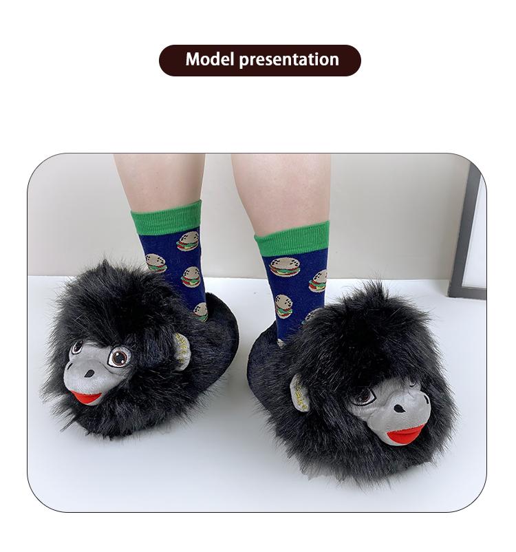 Yetbake Orangutan Winter Warm Plush Floor Lazy Shoes Men Women Unisex Indoor  Christmas Boots Anti-Slip Cotton Sneakers Lovers' House Slippers