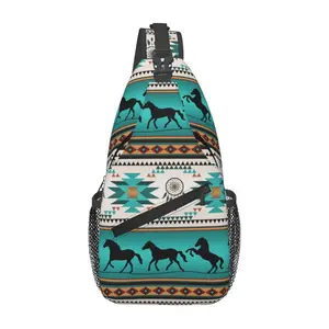 Dream Catcher Western Tribal Horse Print Travel outdoor sports commuter bag men's daily sports chest bag large capacity messenger bag