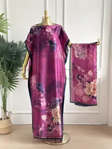 【MOOMOO】Women's Floral Print Moomoo & Scarf Set - Boho Casual Shawl Dress for Beach Vacation and Holiday Enjoyment, Ladies Clothes for All Seasons 01