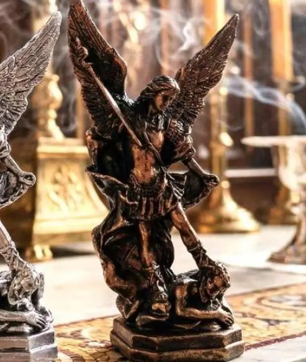 5-in Bronze St. Michael Statue, Religious Room Decor for Home Supplies