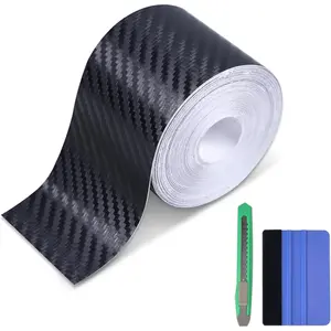 Carbon Fiber Vinyl Tape with Tools Kits, Chrome Delete Vinyl Wrap for Blackout  Door Edge Guard Door Sill Window Trim Protector ( Black, 2in x 30ft)