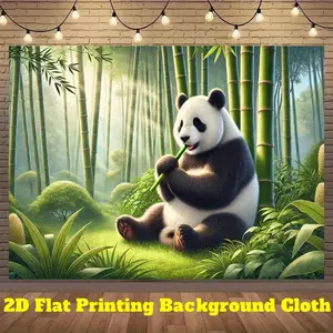 2D Flat, 1pc Panda Bamboo Forest Backdrop - Realistic Polyester Photography Background with Serene Panda Design, No Electricity Needed for Indoor/Outdoor Parties, Live Streams, Christmas & Halloween Decorations, Panda Gifts, Party Decoration, Natural