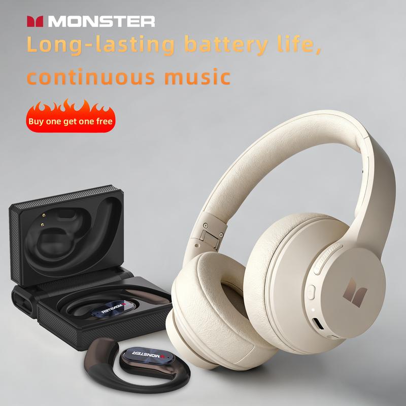 Monster Bluetooth Headphones Combo Set – Mission 100 Over-Ear Wireless Headphones with Deep Bass, Clear Sound & Noise Cancelling Mic + Monster Wireless Earbuds 100H Playtime, Bluetooth 6.0, IPX5 Waterproof, Foldable, Ideal for Travel, Work & Sports Monster Bluetooth Headphones Combo Set – Mission 100 Over-Ear Wireless Headphones with Deep Bass, Clear Sound & Noise Cancelling Mic + Monster Wireless Earbuds 100H Playtime, Bluetooth 6.0, IPX5 Waterproof, Foldable, Ideal for Travel, Work & Sports