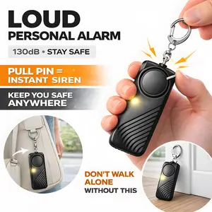 130dB Loud Alarm Keychain with LED Strobe Light, Pull Pin Emergency Alert Device, Portable Keychain Accessory for Travel, Outdoor, Night Use
