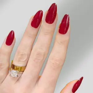 True Red Press-On Nails - Almond Shape, High-Gloss Finish, Classic Boldness, Salon-Quality Manicure in Minutes