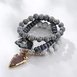 Shawnee Druzy Beaded Bracelet Stack